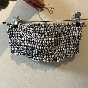 Blue and White Gingham Smocked tube tope (Free People One)
